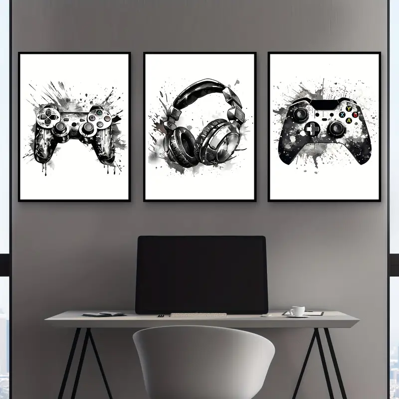 Gaming Accessories Bedroom - 3 adet çerçevesiz kanvas tablo 3