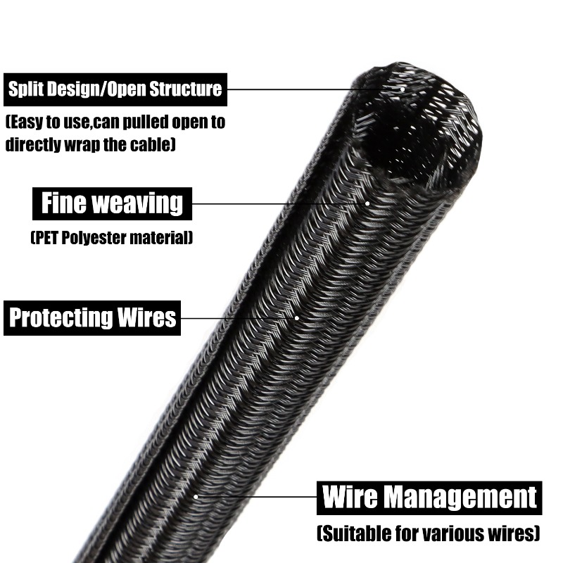 3/5/9m Siyah PET Örgülü Kılıf  - Cable Sleeve Braided incelemesi ve fiyatı